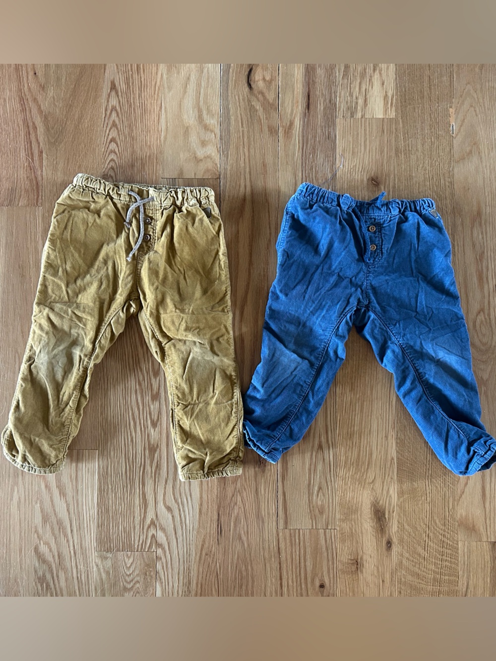 Set of 2 H&M Toddler Elastic Drawstring Corduroys - Navy & Mustard
